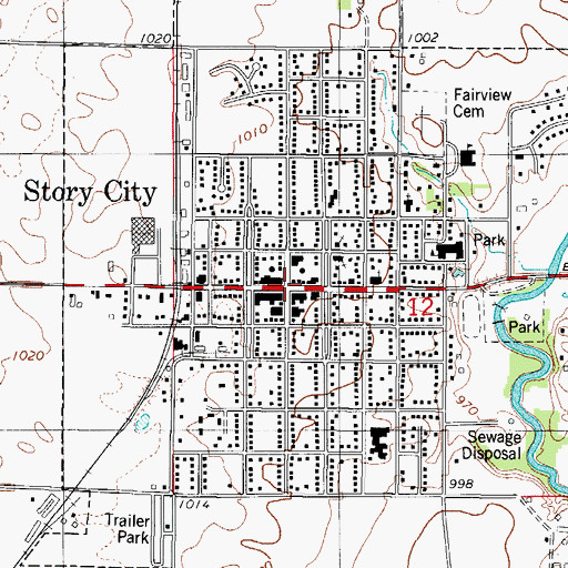 Topographic Map of Story City, IA