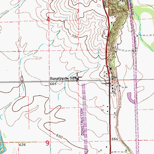 Topographic Map of Sunnyside School, IA