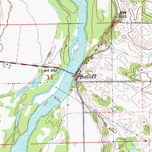 Topographic Map of Sutliff, IA