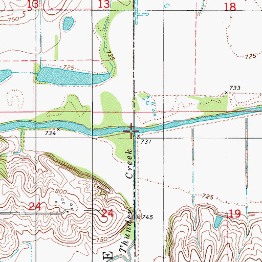 Topographic Map of Thunder Creek, IA