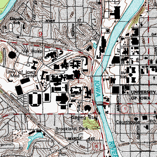 Topographic Map of University of Iowa, IA