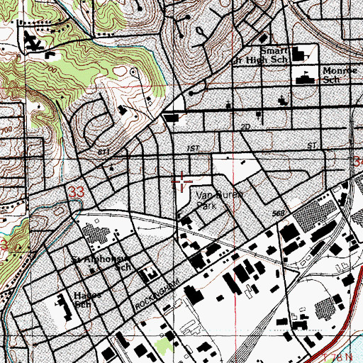 Topographic Map of Van Buren Park, IA