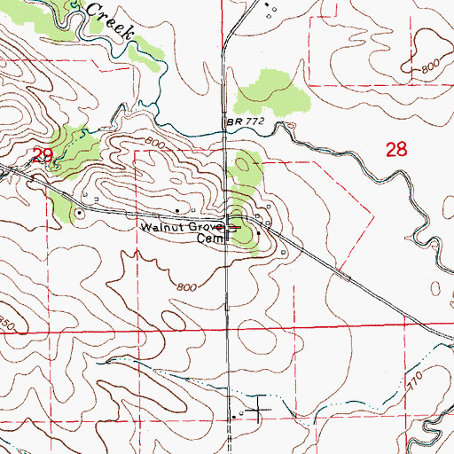 Topographic Map of Walnut Grove Cemetery, IA