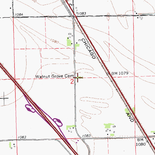 Topographic Map of Walnut Grove Cemetery, IA
