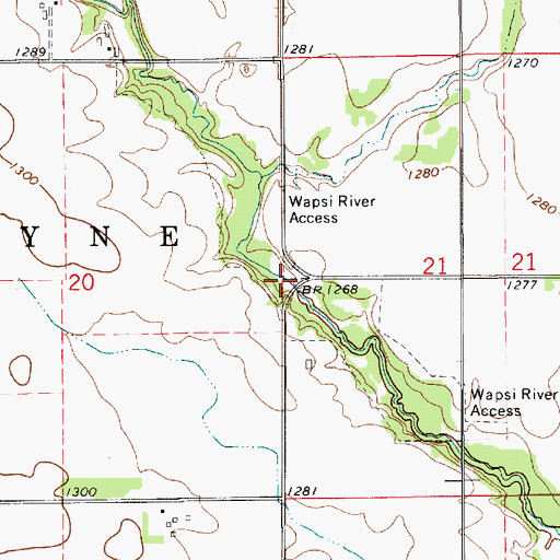 Topographic Map of Wapsi River Access, IA