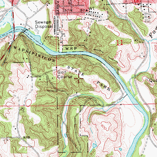 Topographic Map of Wapsipinicon State Park, IA