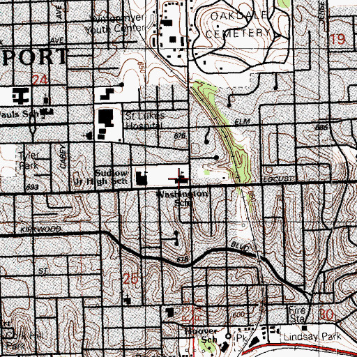 Topographic Map of Washington Elementary School, IA
