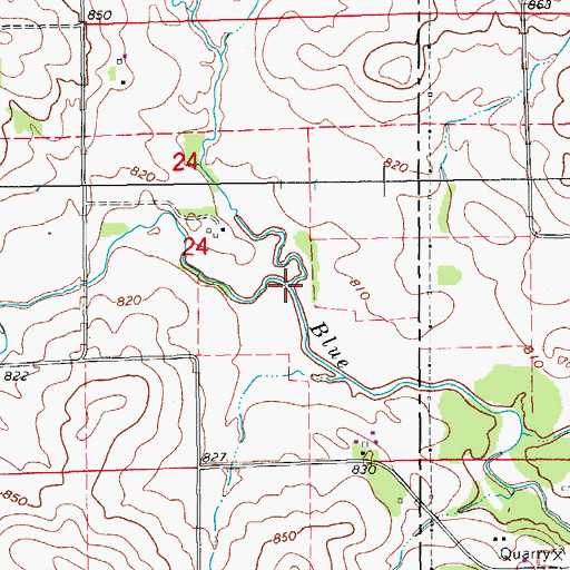 Topographic Map of West Branch Blue Creek, IA