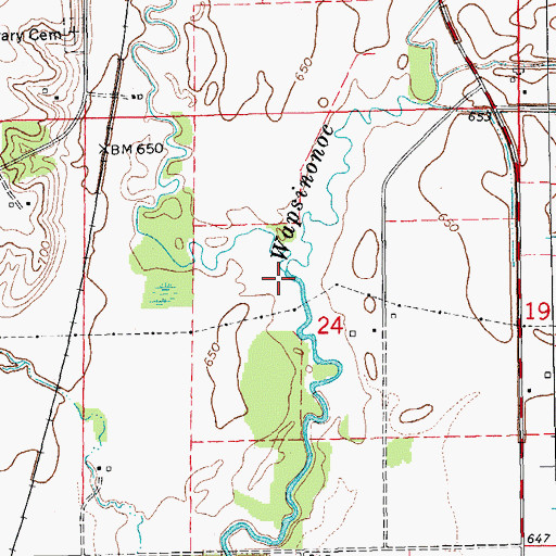 Topographic Map of West Branch Wapsinonoc Creek, IA