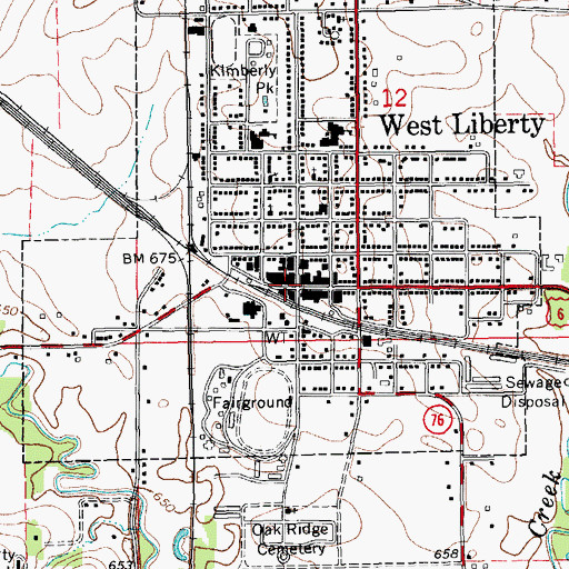 Topographic Map of West Liberty, IA