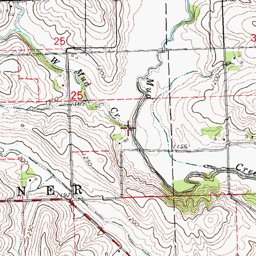 Topographic Map of West Mud Creek, IA