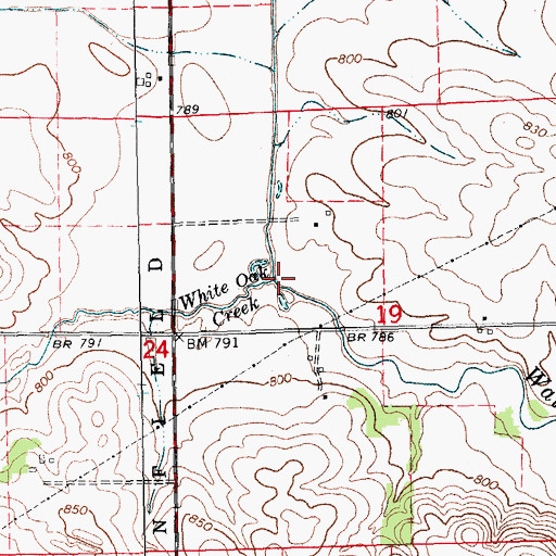Topographic Map of White Oak Creek, IA