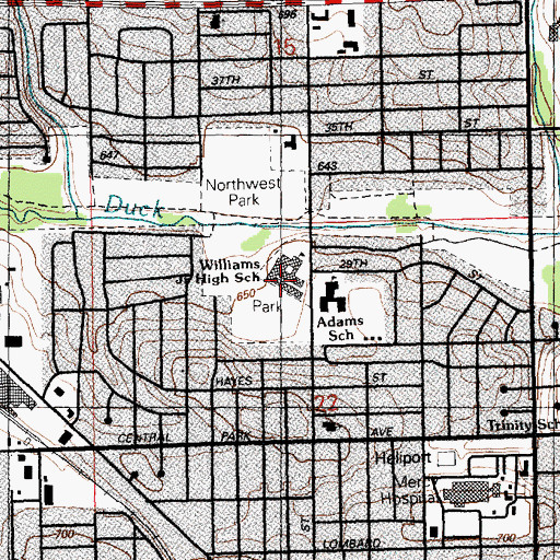 Topographic Map of Williams Intermediate School, IA