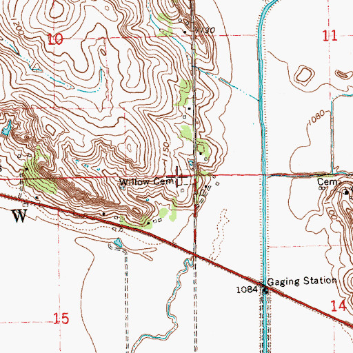 Topographic Map of Willow Cemetery, IA