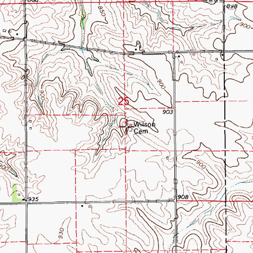 Topographic Map of Wilson Cemetery, IA