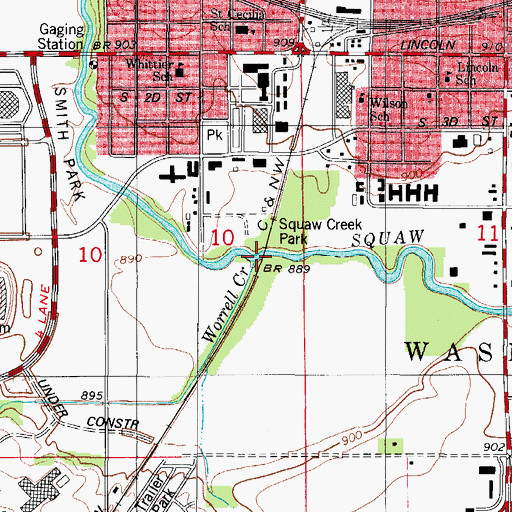 Topographic Map of Worrell Creek, IA