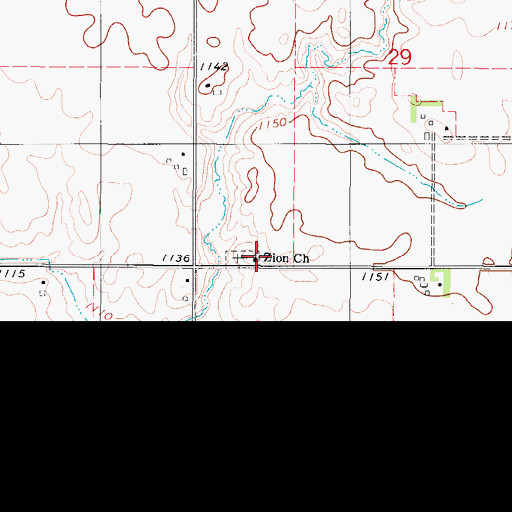 Topographic Map of Zion Church, IA
