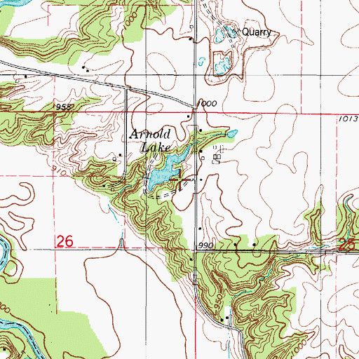 Topographic Map of Arnold Lake Dam, IA