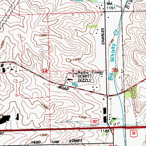 Topographic Map of KZZL-FM (LeMars), IA