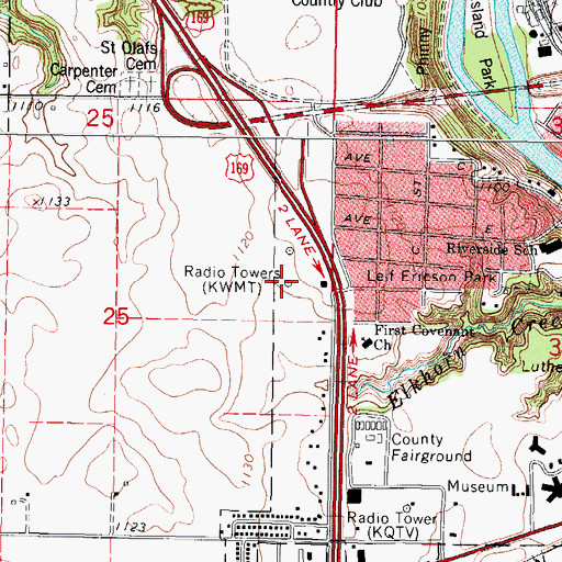 Topographic Map of KKEZ-FM (Fort Dodge), IA