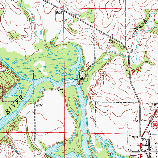 Topographic Map of Cedar Rock State Park, IA