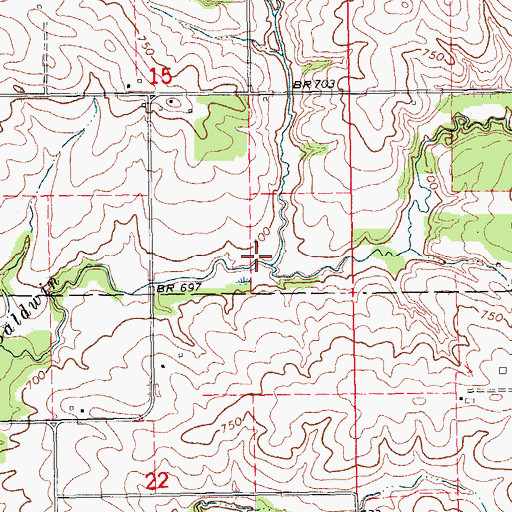 Topographic Map of Mason Creek, IA