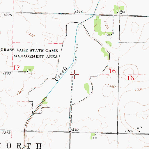 Topographic Map of Grass Lake (historical), IA