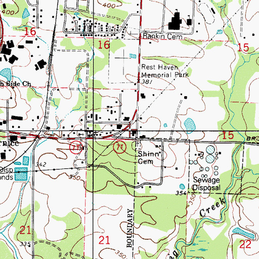 Topographic Map of Bernice Church, AR