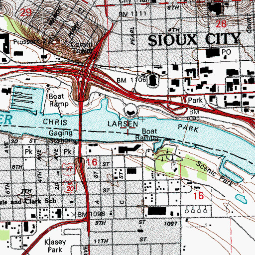 Topographic Map of Upper Sioux City Bend, IA