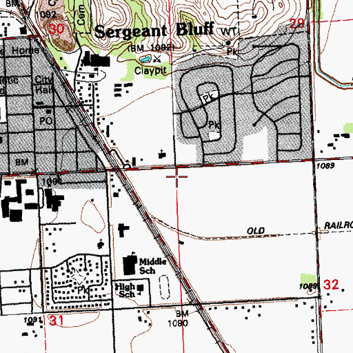 Topographic Map of Sergeant Bluff, IA