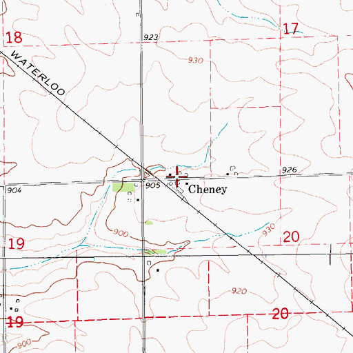 Topographic Map of Cheney, IA