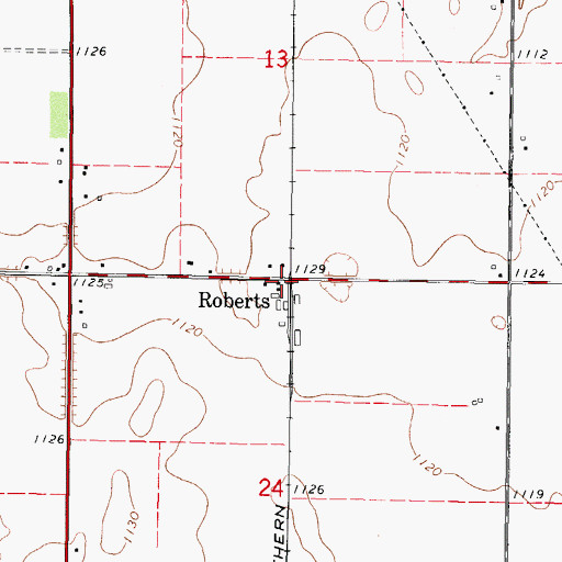 Topographic Map of Roberts, IA