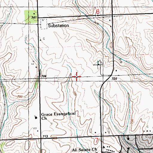 Topographic Map of KLJB Radio Tower, IA