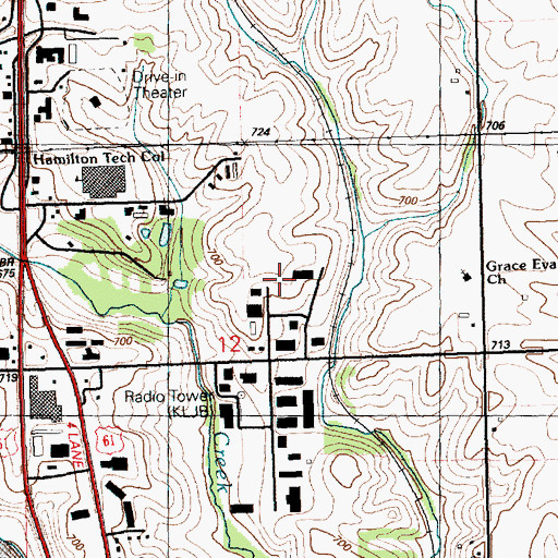 Topographic Map of Grace Evangelical Church, IA