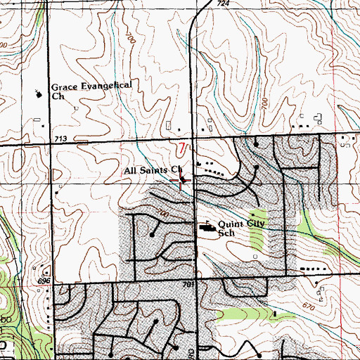 Topographic Map of All Saints Lutheran Church, IA