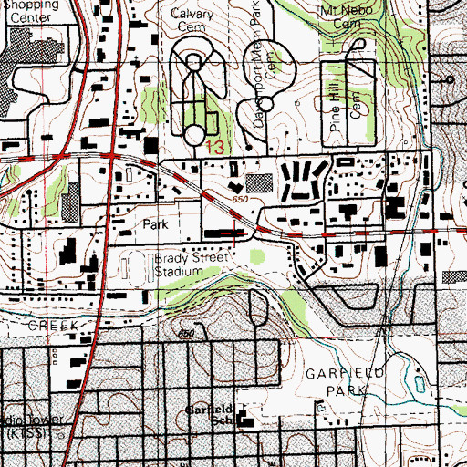 Topographic Map of Old Town Shopping Center, IA