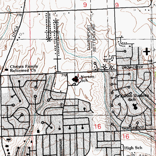 Topographic Map of Paul Norton Elementary School, IA