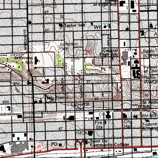 Topographic Map of Lafayette Park, IA