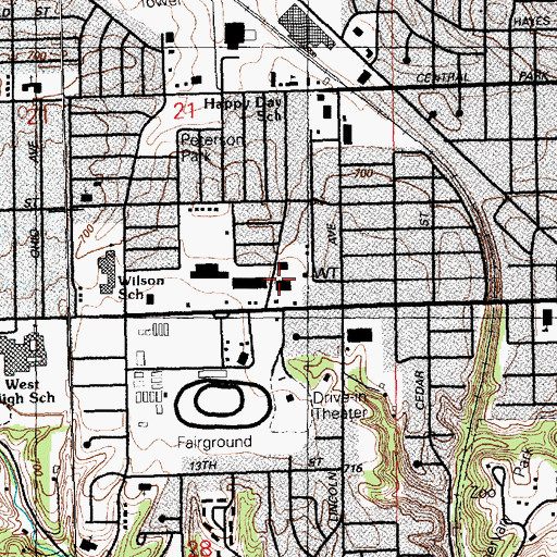Topographic Map of Valley Fair Shopping Center, IA