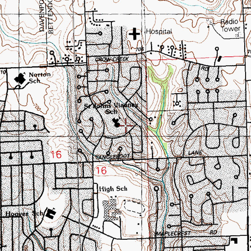 Topographic Map of Saint John Vianney School, IA