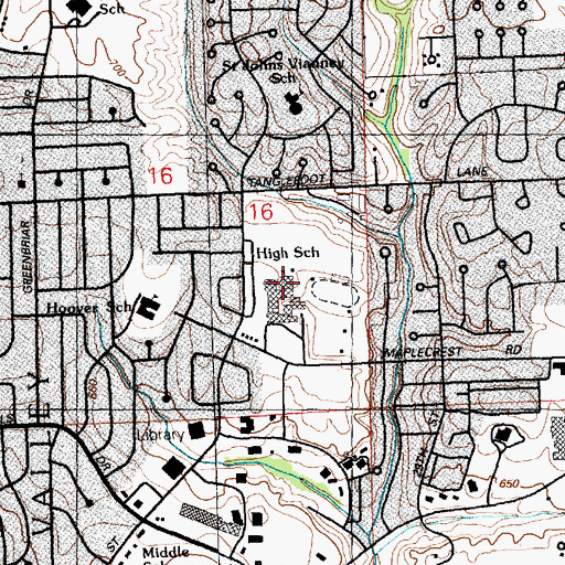 Topographic Map of Bettendorf High School, IA
