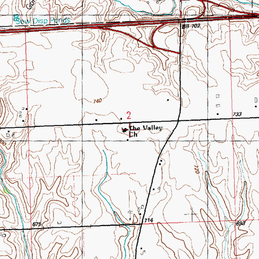 Topographic Map of The Valley Church, IA