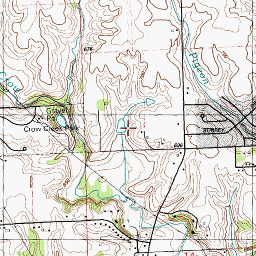 Topographic Map of Crow Creek Park, IA