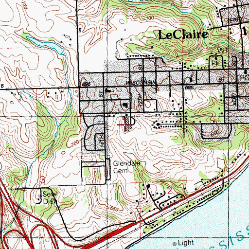 Topographic Map of Bridgeview Elementary School, IA