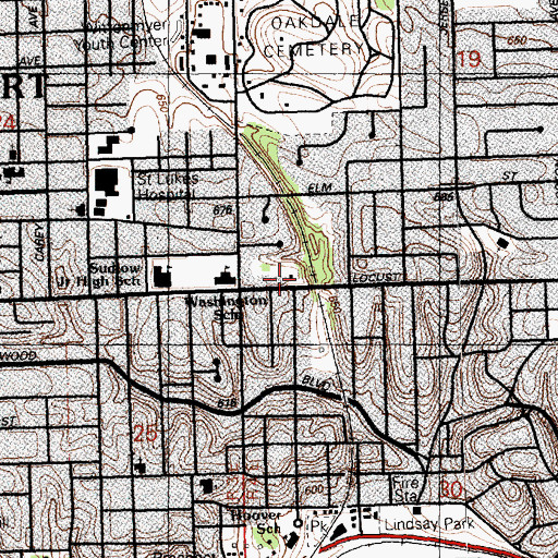 Topographic Map of Grand Avenue Church (historical), IA