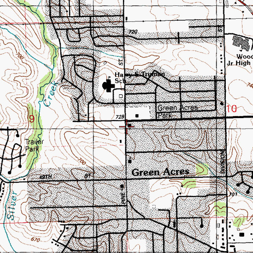 Topographic Map of Green Acres School (historical), IA
