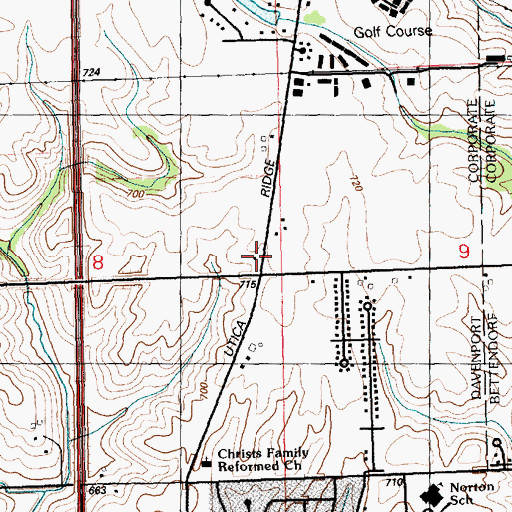 Topographic Map of Utica Ridge School (historical), IA