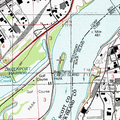 Topographic Map of Willow Island, IA