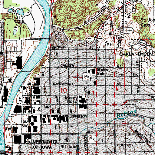 Topographic Map of North Market Park, IA