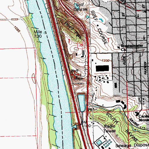 Topographic Map of Floyds Bluff, IA